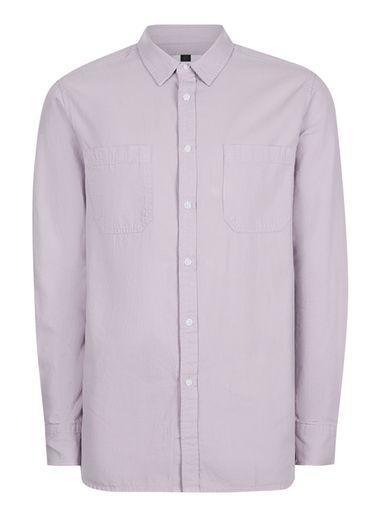 Topman Mens Purple Lavender Washed Twill Casual Shirt