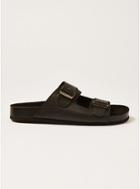 Topman Mens Black Crocodile Double Strap Roli Sandals
