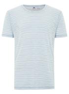 Topman Mens Blue Linen Look Stripe T-shirt