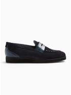 House Of Hounds Mens House Of Hounds Navy Suede Bowie Penny Loafers