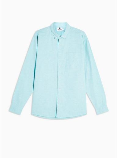 Topman Mens Blue Aqua Stretch Skinny Oxford Shirt