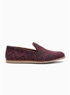 Topman Mens Red Burgundy Woven Hutton Loafers