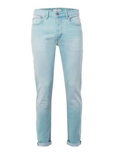Topman Mens Bleach Wash Blue Stretch Slim Jeans