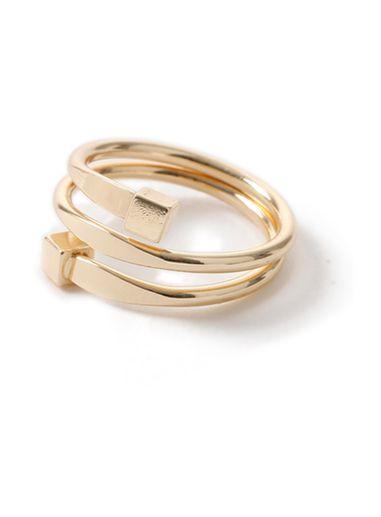 Topman Mens Gold Look Square Wrap Ring*