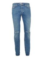 Topman Mens Blue Vintage Wash Ripped Stretch Skinny Jeans