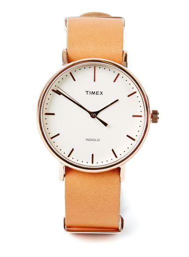 Topman Mens Brown Timex Rose Gold Weekender Fairfield Watch*