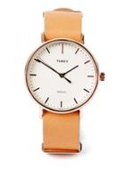 Topman Mens Brown Timex Rose Gold Weekender Fairfield Watch*