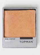 Topman Mens Brown Tan Leather Zip Wallet