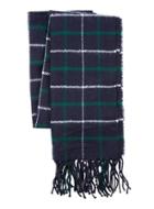 Topman Mens Blue Navy And Green Check Skinny Scarf