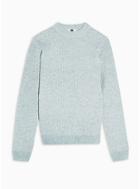 Topman Mens Blue Twisted Textured Turtle Neck Jumper