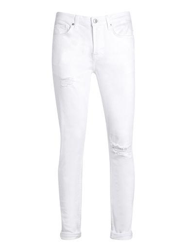 Topman Mens White Ripped Stretch Skinny Jeans