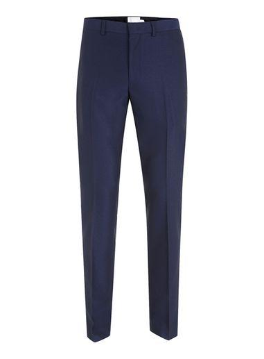 Topman Mens Blue Crepe Skinny Fit Tuxedo Pants
