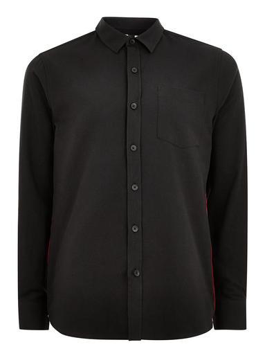 Topman Mens Black Taping Long Sleeve Shirt
