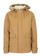 Topman Mens Red Mustard Faux Shearling Lined Cropped Parka