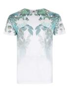 Topman Mens White And Green Faded Rose Print T-shirt