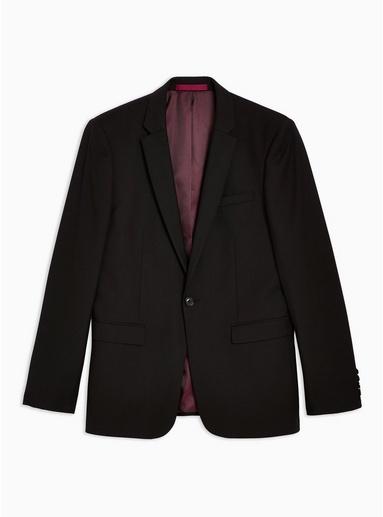 Topman Mens Black Skinny Fit Single Breasted Blazer With Notch Lapels