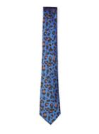 Topman Mens Blue Leopard Print 7cm Tie