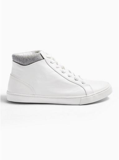 Topman Mens White Pu Tempest Mid Trainers