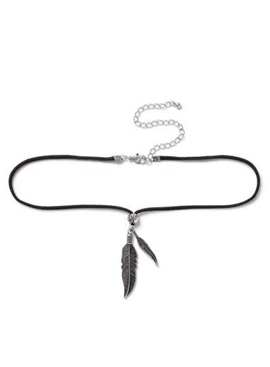 Topman Mens Black Faux Suede Feather Cluster Choker*