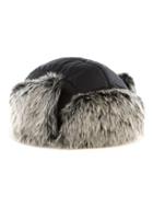Topman Mens Black Nylon Fux Fur Trapper Hat