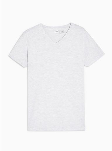 Topman Mens Grey Marl Skinny V Neck T-shirt