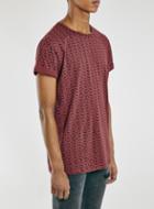 Topman Mens Red Burgundy Tile Print T-shirt