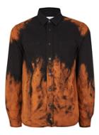 Topman Mens Black And Orange Sunset Denim Casual Shirt