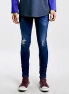 Topman Mens Mid Wash Blue Spray On Jeans