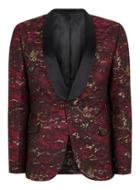 Topman Mens Red, Gold And Black Jacquard Blazer