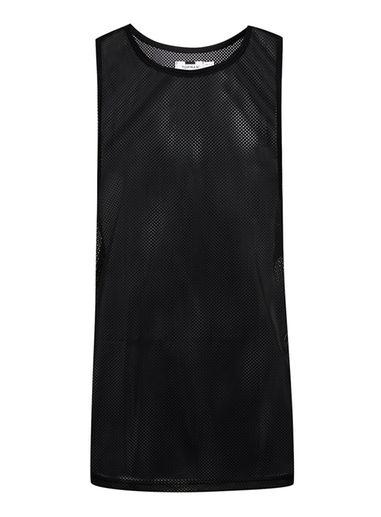 Topman Mens Black Mesh Tank