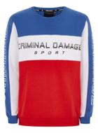 Topman Mens Criminal Damage Red Panelled Sweatshirt