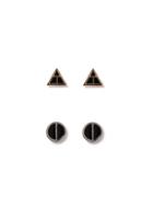 Topman Mens Multi Black Enamel Inlay Earrings 2 Pack*