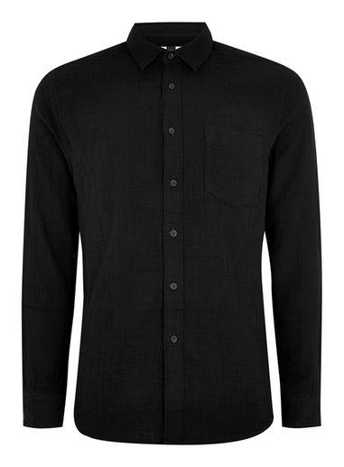 Topman Mens Black Textured Shirt