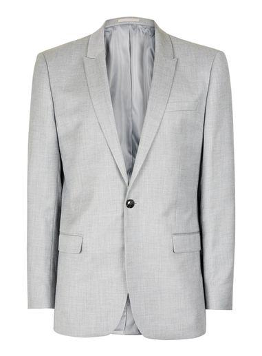 Topman Mens Light Blue Crosshatch Slim Fit Suit Jacket