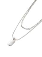 Topman Mens Silver Look Multi Row Dog Tag Necklace*