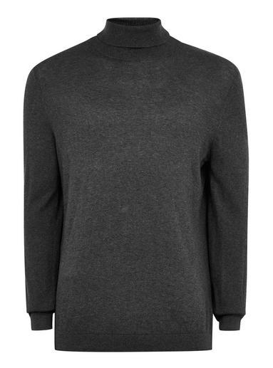 Topman Mens Dark Grey Marl Roll Neck Jumper