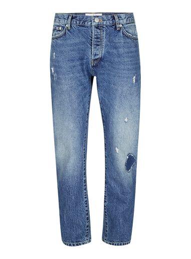 Topman Mens Ltd Blue Ripped Slim Tapered Jeans
