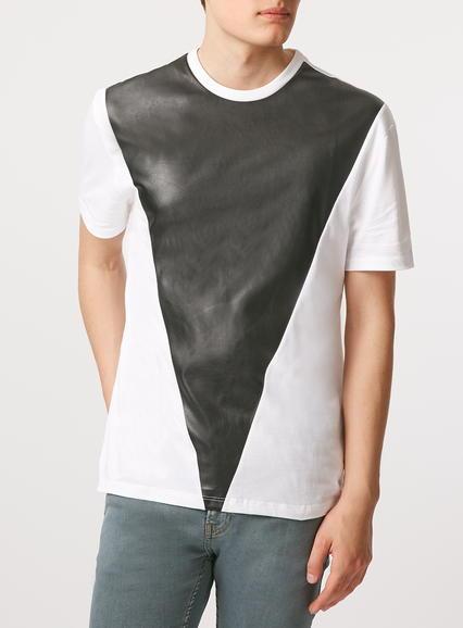 Topman Mens White Pu Stripe T-shirt