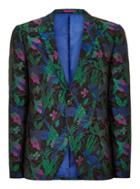 Topman Mens Multi Black Peacock Jaquard Skinny Blazer
