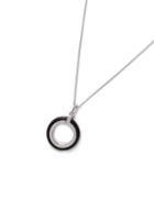 Topman Mens Silver Look And Black Edge Circle Pendant Necklace*
