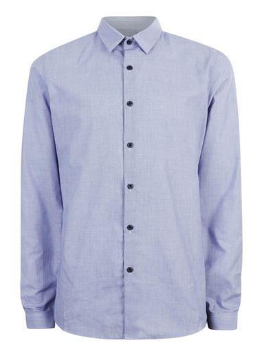 Topman Mens Blue Navy Puppytooth Slim Fit Dress Shirt