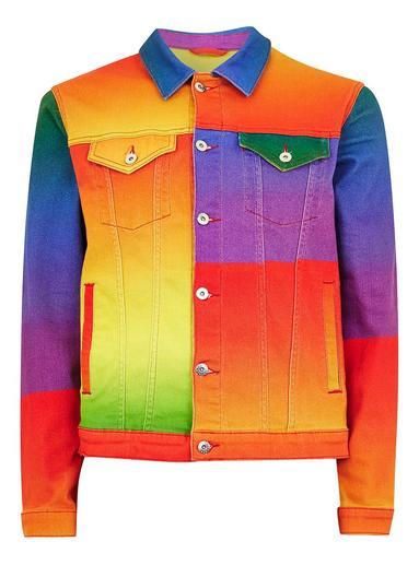 Topman Mens Multi Rainbow Denim Jacket