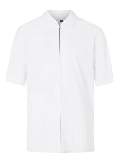 Topman Mens White Seersucker Zip Through Short Sleeve Overshirt