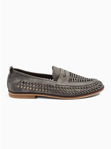 Topman Mens Grey Nubuck Farrier Weave Loafers