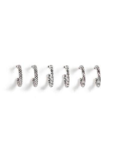 Topman Mens Silver Hoop Earring Pack