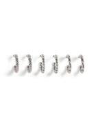 Topman Mens Silver Hoop Earring Pack