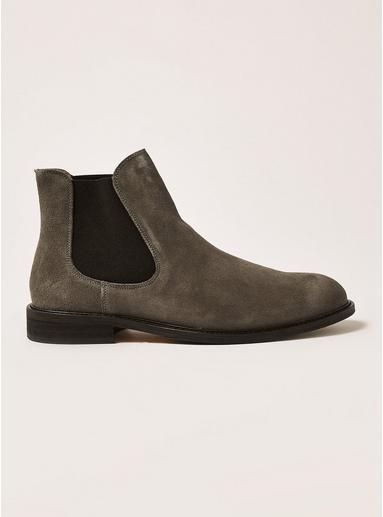 Topman Mens Grey Selected Homme Gray Suede Baxter Chelsea Boots