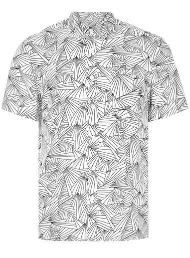 Topman Mens Multi Black And White Geometric Print Shirt
