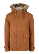 Topman Mens Red Rust Faux Fur Hood Cropped Parka