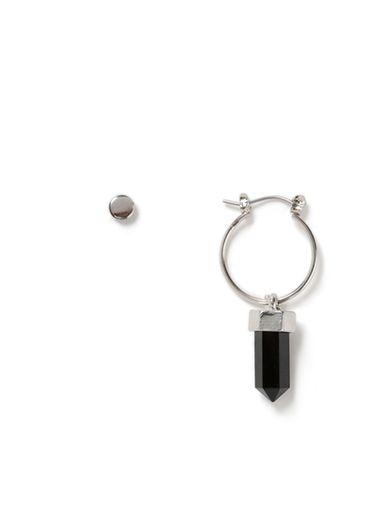 Topman Mens Black Shard Drop Hoop Earrings*